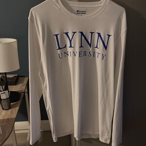 Lynn University Champion White and Blue Long Sleeve Shirt